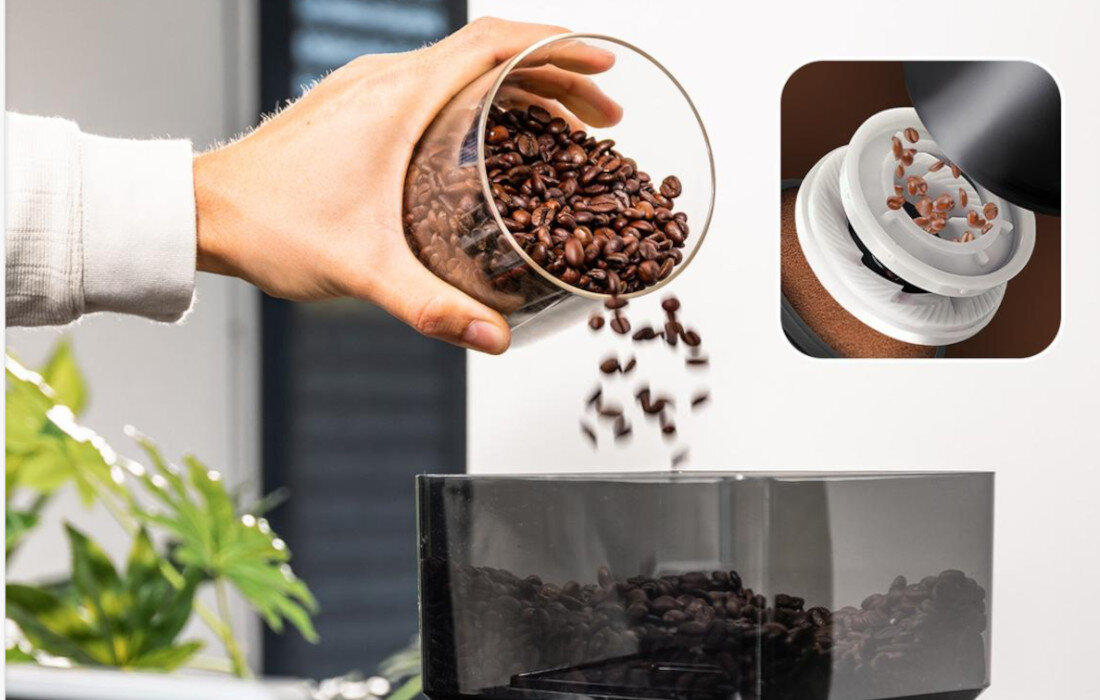 Ekspres CECOTEC Cremmaet Coffice Pełnia aromatu w filiżance Ceramiczny młynek żarnowy bogaty smak i intensywny aromat kawa temperatura zakres najlepsze nuty smakowe