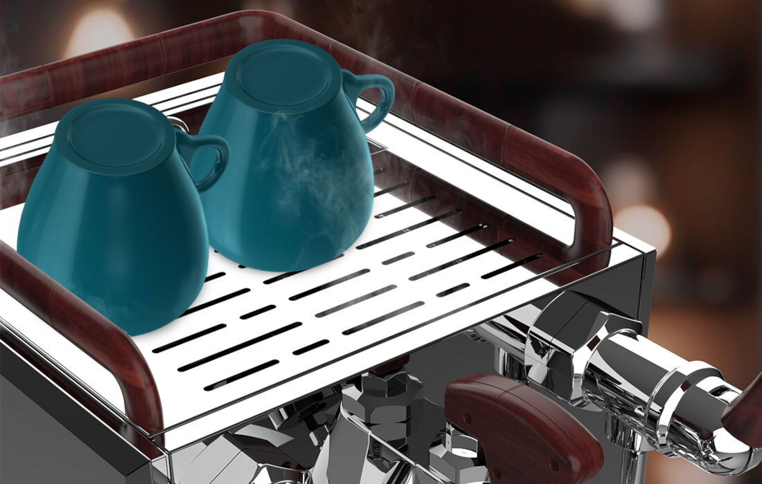 Ekspres CECOTEC Baristeo Excelsa Podwójny manometr monitorowanie ciśnienia pompy i pary kontrola proces parzenia tacka do podgrzewania filiżanek Komfort użytkowania