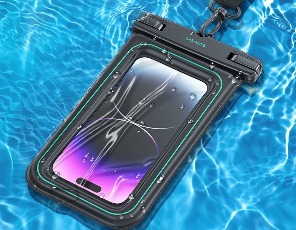 USAMS Etui Wodoodporne 6.7 cala IP68 ochrona telefonu w wodzie nurkowanie czarne