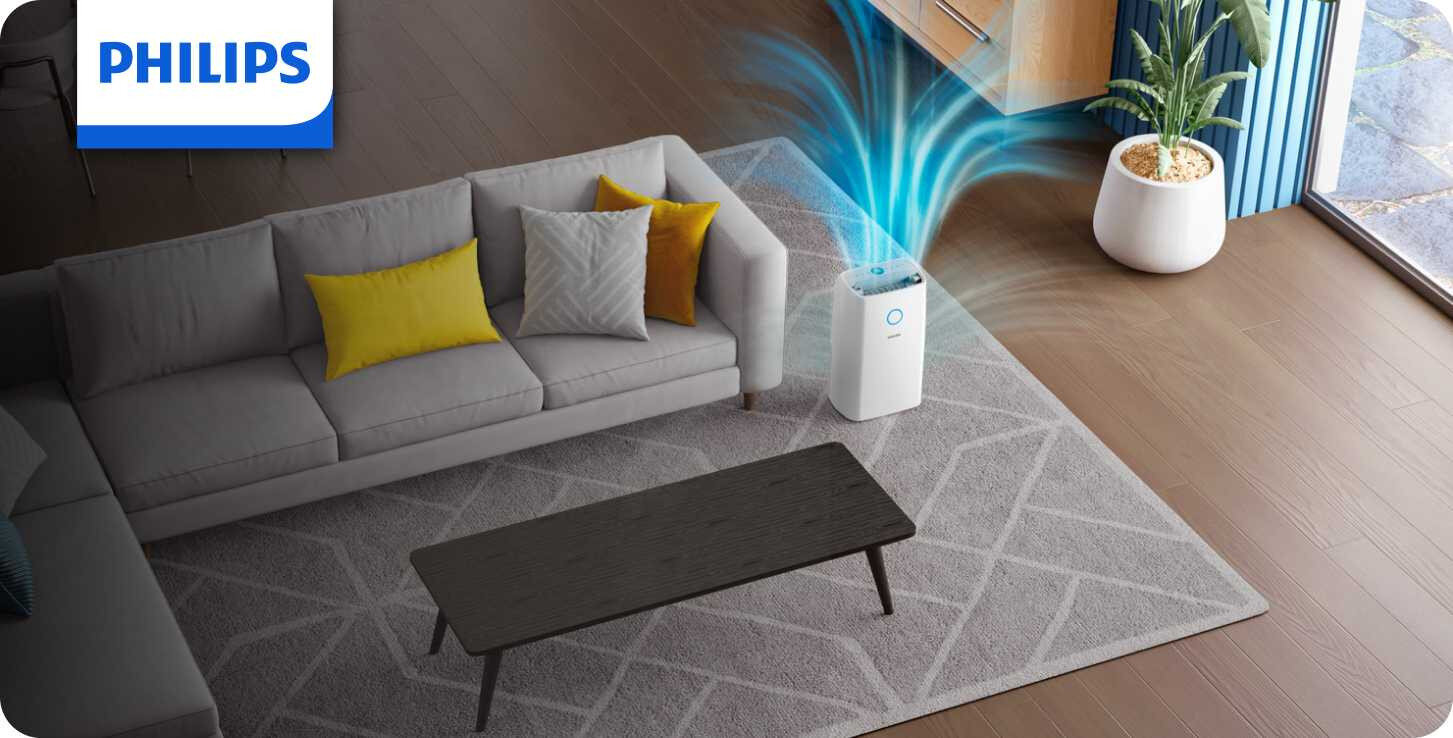 Pokazany osuszacz powietrza Philips z funkcją aromaterapii dostępny jest w ofercie Media Expert Pokazany osuszacz powietrza Philips z funkcją aromaterapii dostępny jest w ofercie Media Expert