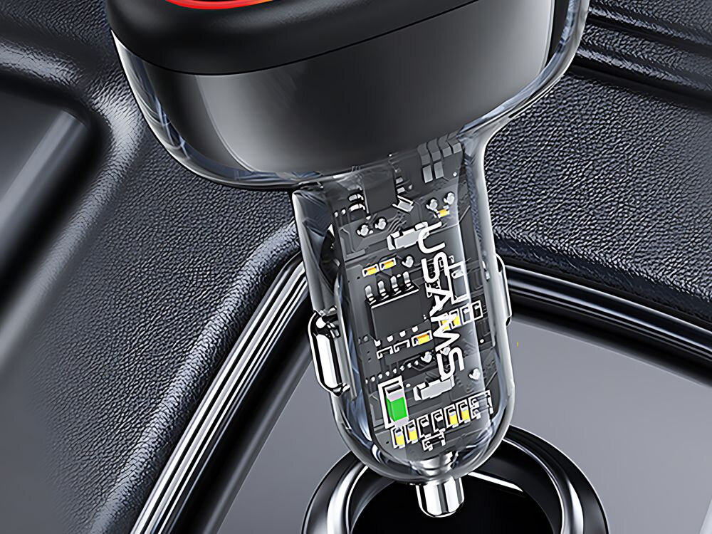 USAMS C34 ładowarka z przezroczystą obudową w samochodzie