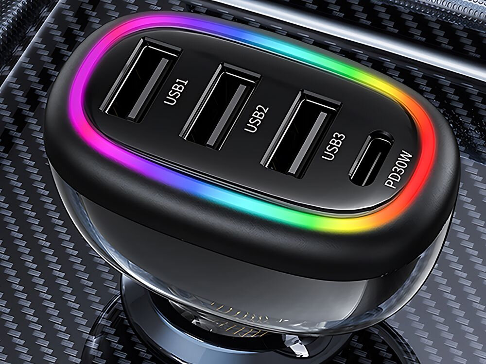 USAMS C34 cztery porty USB: trzy USB-A i jedno USB-C szybkie ładowanie PPS, PD3.0 oraz PD2.0 48 W