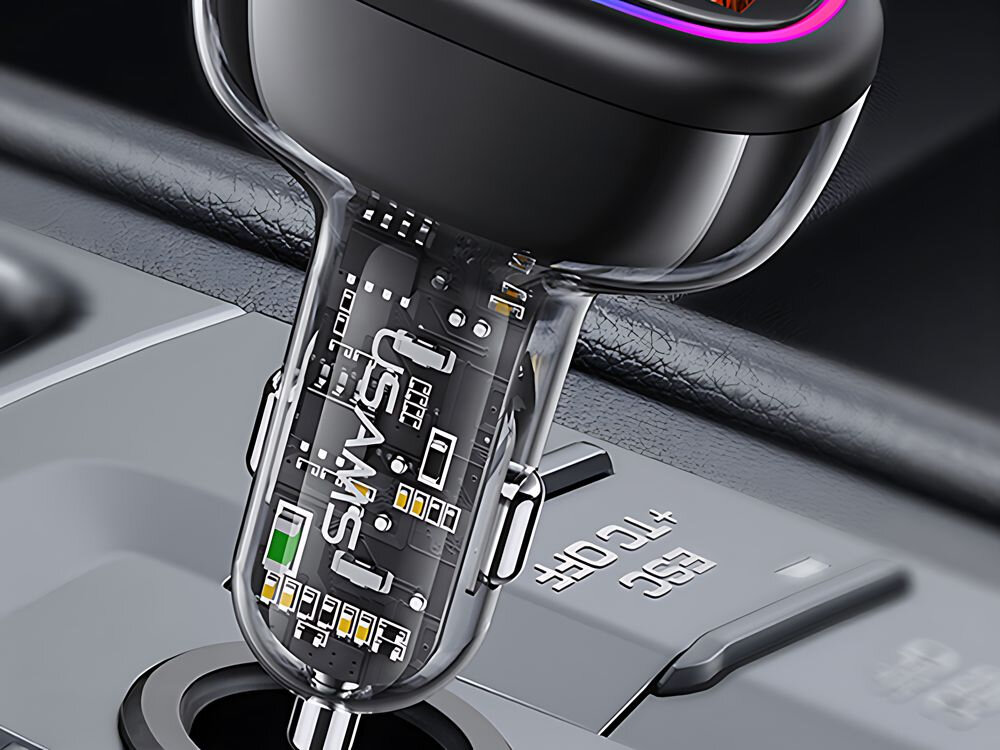 USAMS C34 ładowarka z przezroczystą obudową w samochodzie