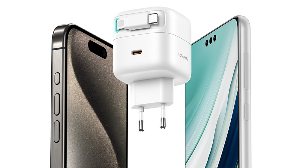 Ładowarka sieciowa USAMS US-CC202 35W Gan Fast Charging ladowarka ze smartfonami, kieszen, torba, plecak, biuro, podroz, design