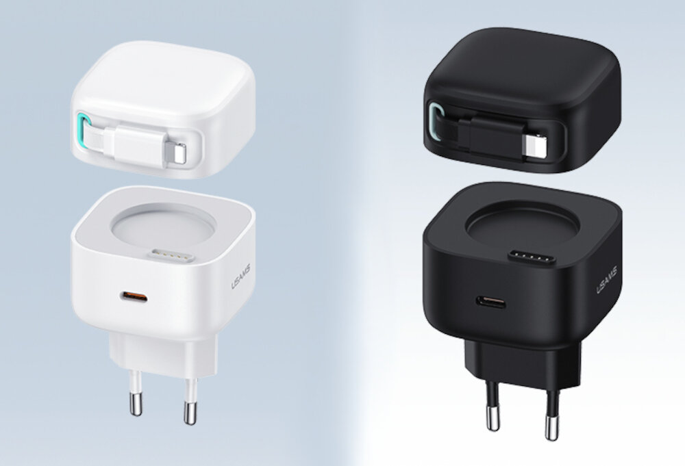 Ładowarka sieciowa USAMS US-CC202 35W Gan Fast Charging ladowarka biala i czarna, moc, kompakt