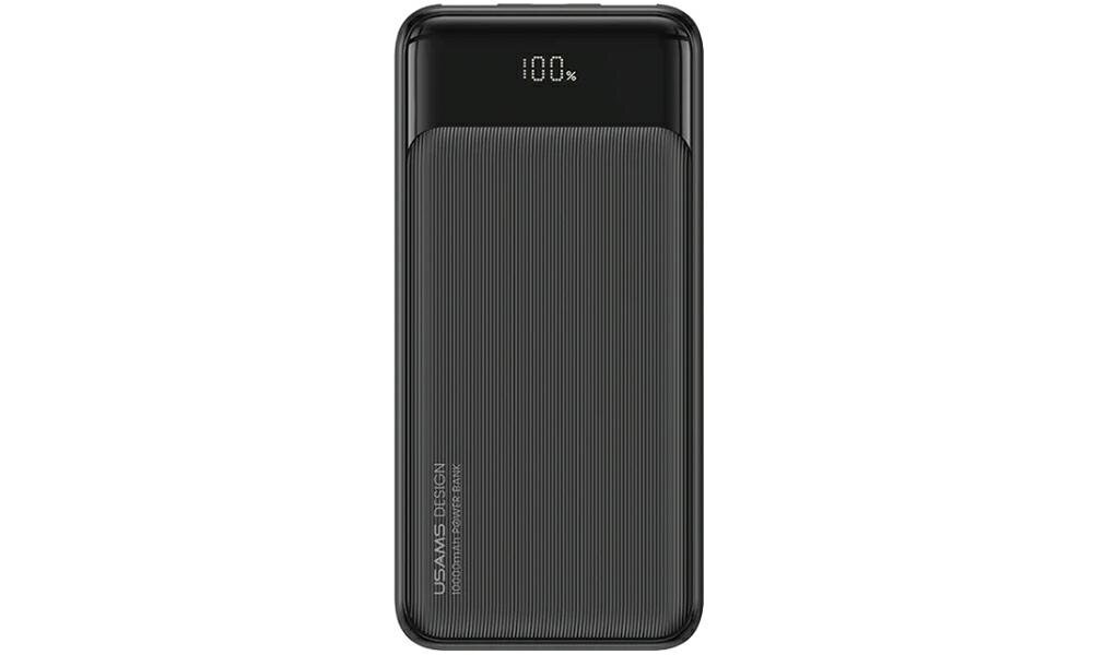 Powerbank USAMS US-CD198 10000mAh 10W Czarny powerbank na bialym tle, porty wejsciowe, wygoda, energia