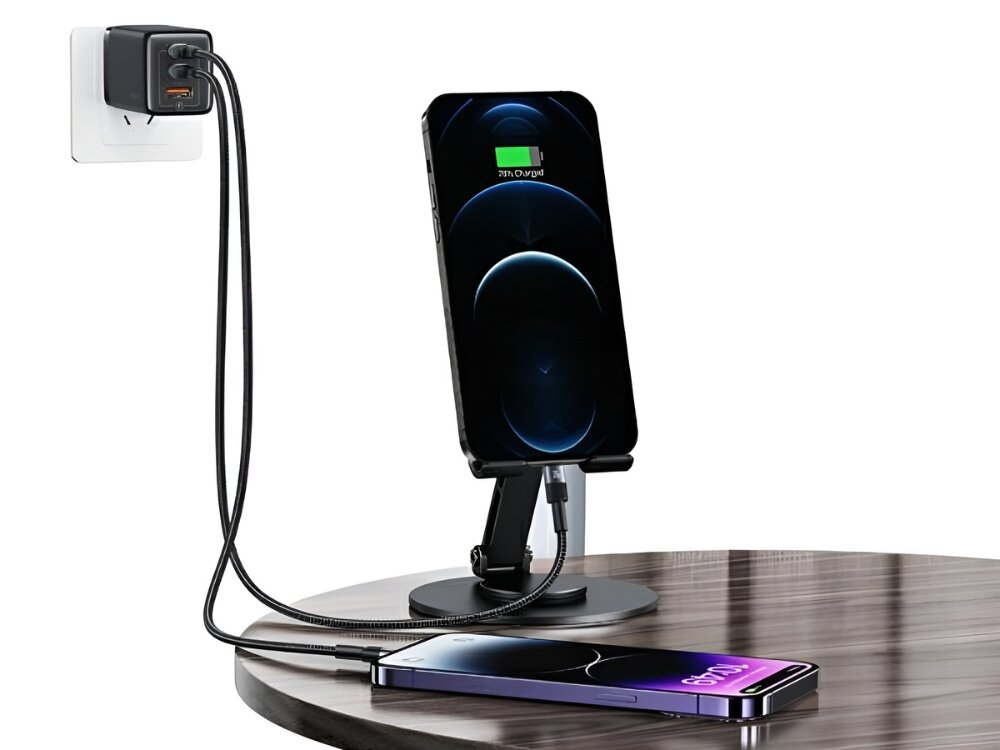 Kabel USAMS US-SJ729
kabel podłączony do telefonu i adaptera usbc lightning długość szybkie ładowanie transmisja danych apple iphone ipad