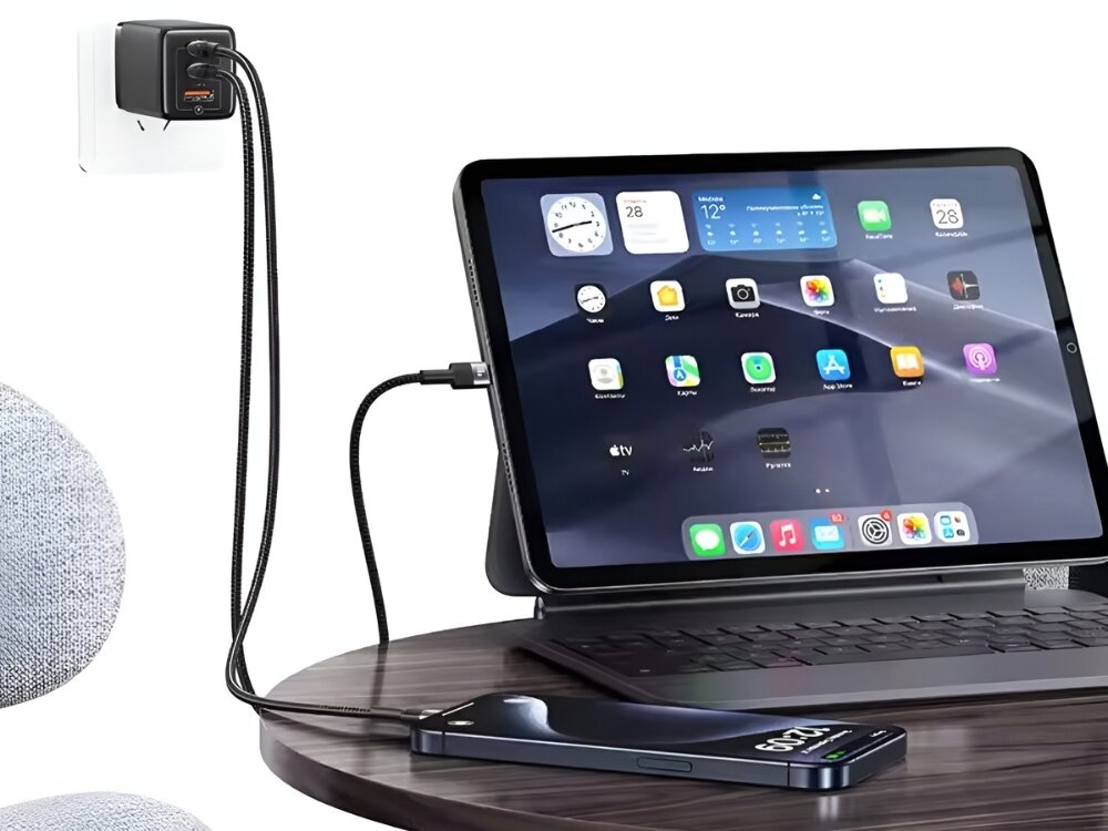 Kabel USAMS US-SJ724
kabel podłączony do telefonu i tabletu usbc długość szybkie ładowanie transmisja danych smartfon tablet laptop