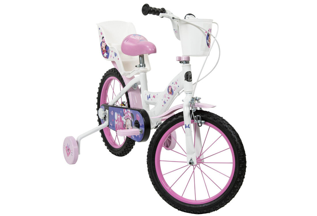 Rower dziecięcy HUFFY Disney Minnie 16 cali Biały Wzrost: 100-120 cm Wiek: 3-5 lat zbliżenie na przednie koło zdjęcie na białym tle w rozmiarze 12 cali mocne obręcze z wysokiej jakości tworzywa sztucznego dobra przyczepność aluminiowe obręcze zachowanie regularnego kształtu kół stabilne trzymanie opony bezpieczna jazda błotniki elegancki osłaniają odzież wygląd regularne sprawdzanie ciśnienia powietrza wartość na bocznej części opony