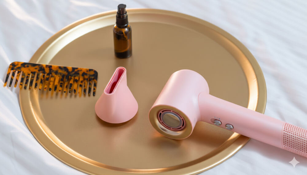 Suszarka INOLY Jet Dry Pink Mist 1800W Efektywne suszenie włosów wygląd design wizualizacja prezentacja 