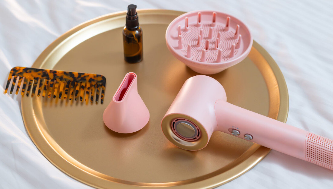 Suszarka INOLY Jet Dry Pink Mist 1800W Efektywne suszenie włosów wygląd design wizualizacja prezentacja
