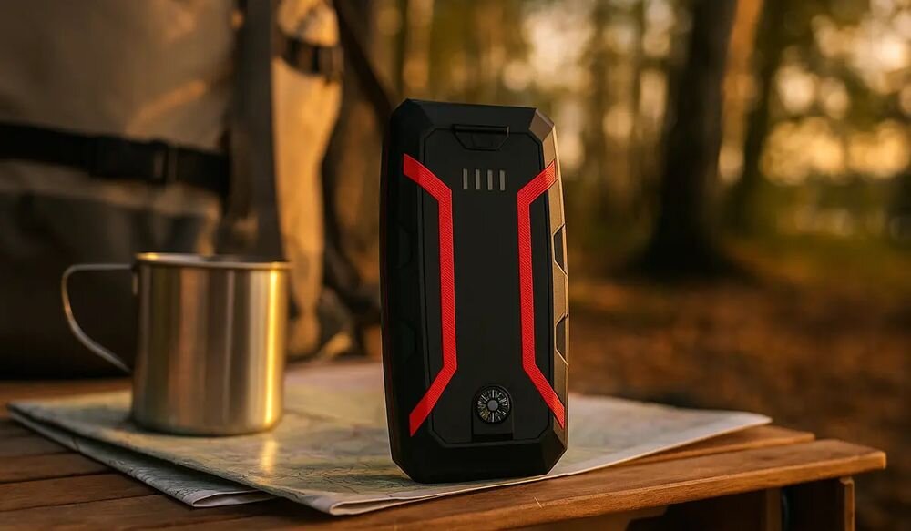 Urządzenie rozruchowe EXTRALINK Jump 2 powerbank port USB ładowanie smartfona tabletu nawigacji GPS, urządzenie stojące na stole