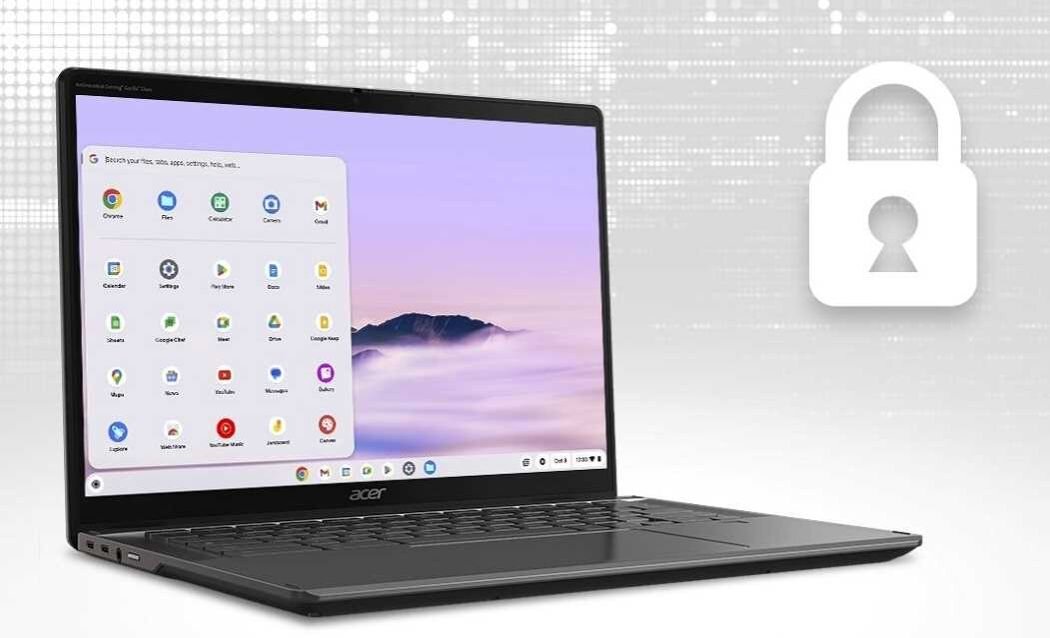 Laptop i ikoną kłódki, ilustrujący ochronę prywatności i bezpieczeństwo informacji. - Pamięć RAM DDR5