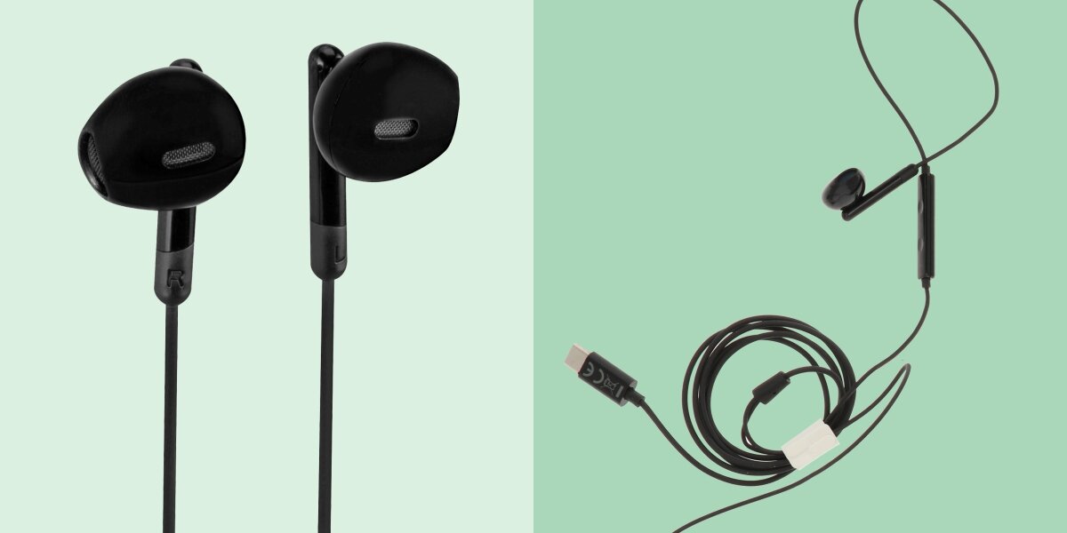 Słuchawki douszne HAMA Season II - Trwałość na co dzień, Kink protector, kabel o długości 120 cm, słuchawki z końcówką USB-C na zielonym tle