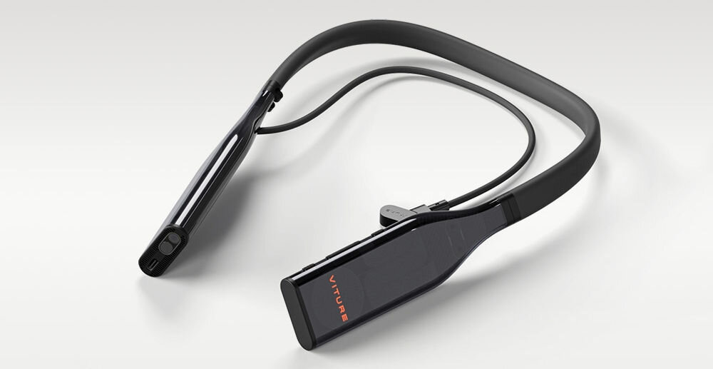 Opaska na szyję VITURE Pro NKBD 128GB Czarny prezentacja opaski na jasnym tle dostęp do aplikacji Google Play osobiste centrum do pracy i rozrywki