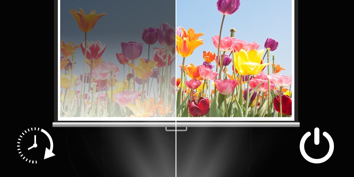 AOPEN QF16ATV natychmiastowe włączenie LED, ekran projekcyjny podzielony na pół