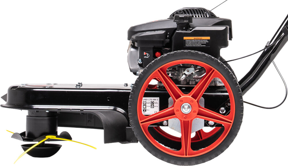 Kosiarka spalinowa NAC LP60-173-HW-2 Ducar DV170 600mm 2.75kW zbliżenie na koło do koszenia bez kosza naturalny nawóz duże tylne koła o średnicy 35 cm ułatwiają manewrowanie kosiarką lepsza przyczepność do podłoża łożyska kulkowe płynnie obracają się podczas prowadzenia komfort pracy stabilność urządzenia