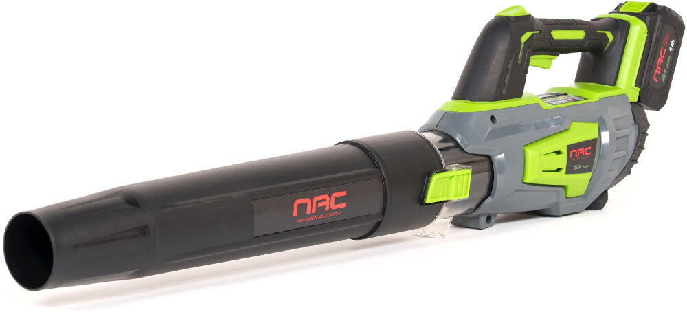 Dmuchawa do liści akumulatorowa NAC 20V BB20-B40-S Aku 4.0Ah dmuchawa na białym tle widoczna od przodu pod skosem 