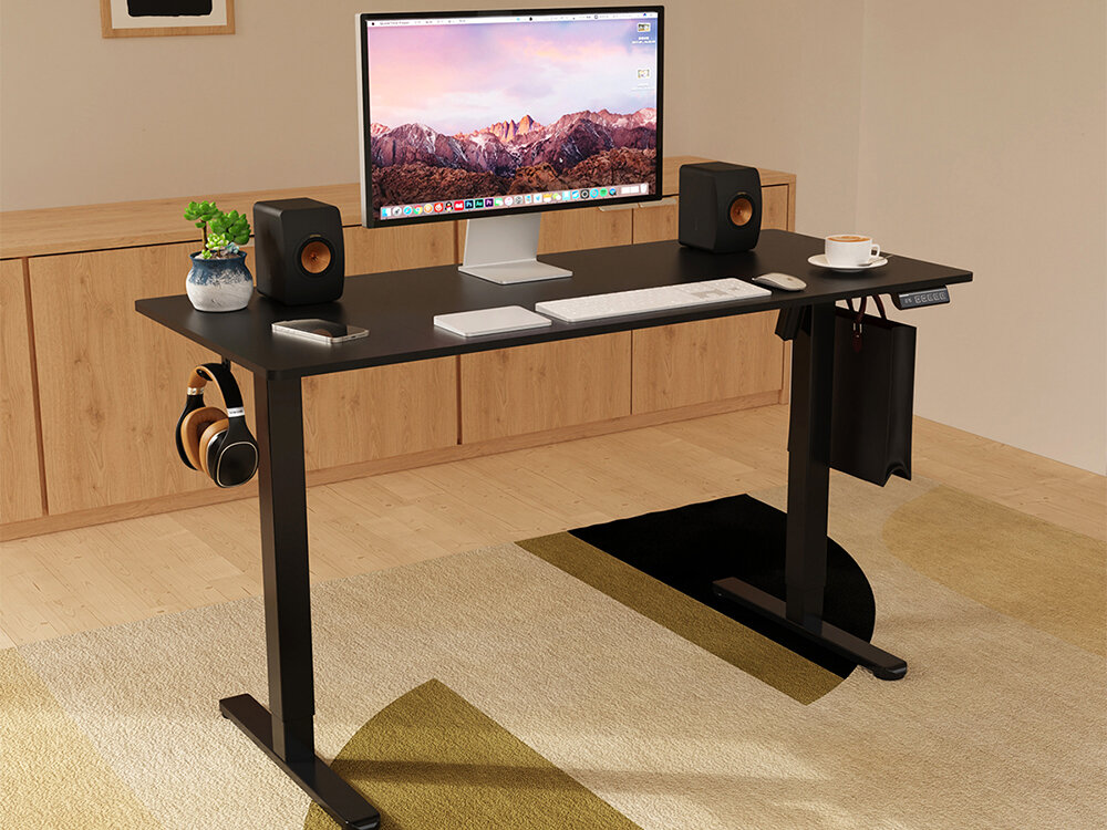 Biurko LVN SYSTEM Control Lite 140 LV1713 Czarny przestronny blat wymiary 140 cm x 60 cm komfortowa praca