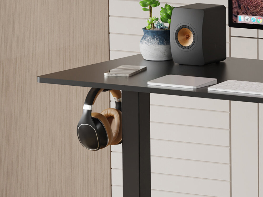 Biurko LVN SYSTEM Control Lite 140 LV1713 Czarny praktyczne haczyki samoprzylepne zaciski