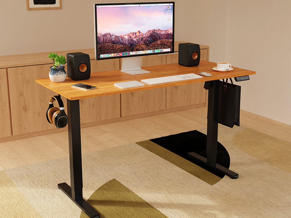 Biurko LVN SYSTEM Control Lite 140 LV1715 Czarno-brązowy przestronny blat wymiary 140 cm x 60 cm komfortowa praca