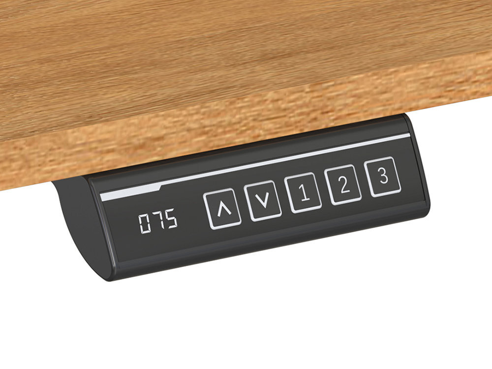 Biurko LVN SYSTEM Control Lite 140 LV1715 Czarno-brązowy prezentacja kontrolera z pamięcią 3 ustawień wysokości biurka w pokoju