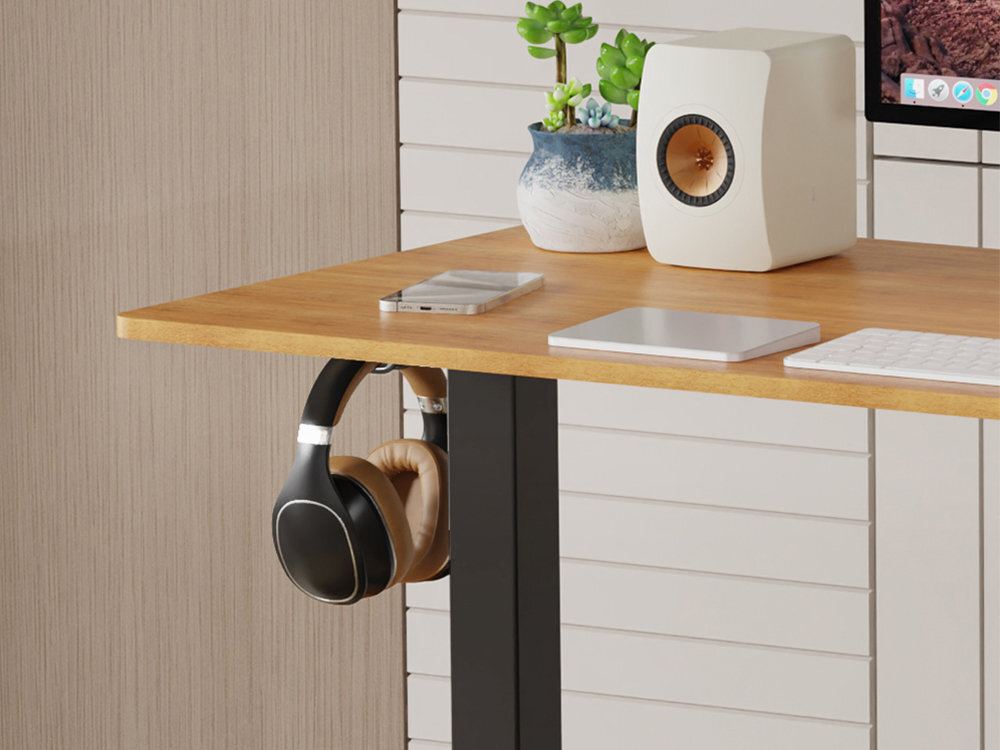 Biurko LVN SYSTEM Control Lite 140 LV1715 Czarno-brązowy praktyczne haczyki samoprzylepne zaciski