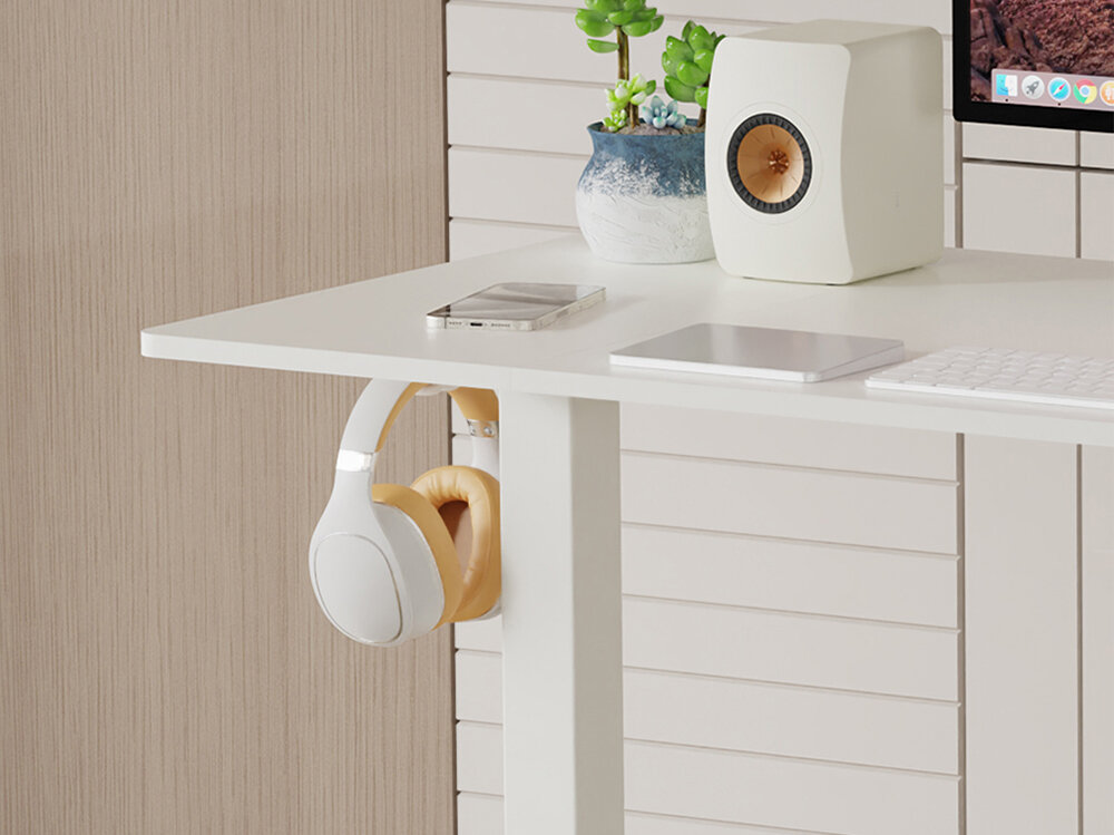 Biurko LVN SYSTEM Control Lite 140 LV1716 Biały praktyczne haczyki samoprzylepne zaciski