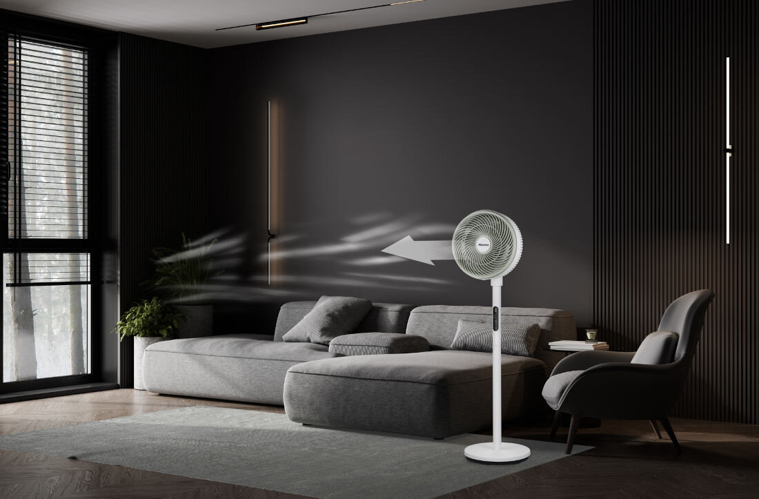 Wentylator HISENSE HCF349SW Komfort chłodzenia wygląd design prezentacja wizualizacja