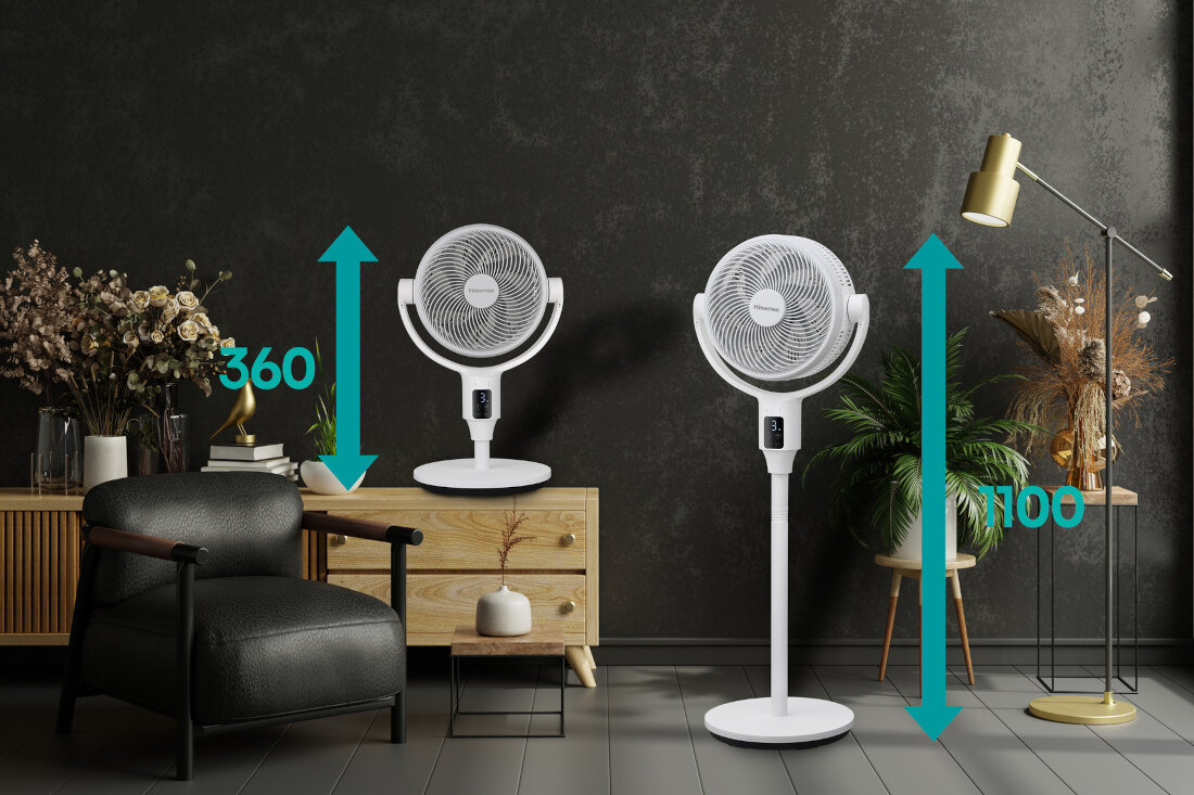 Wentylator HISENSE HCF1699DW do każdej sytuacji od 360 mm do 1100 mm regulacja wysokość dopasowanie ustawienia skierować powiew nisko 