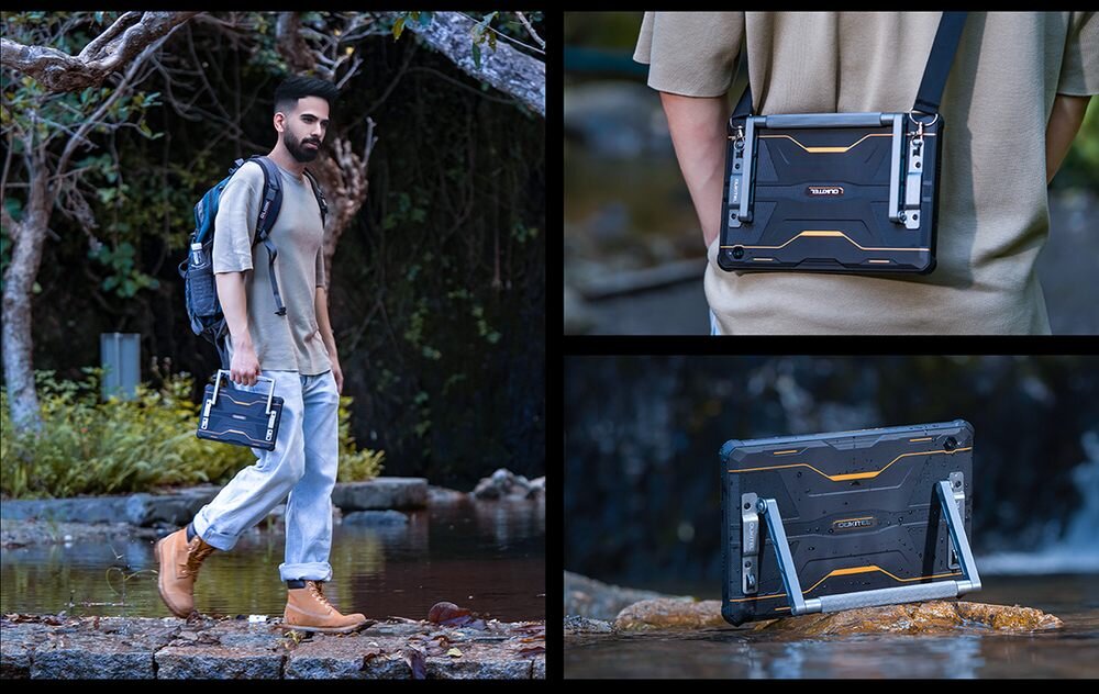 Tablet OUKITEL RT6 ergonomiczna rączka oraz panele z uchwytami karabińczyk 