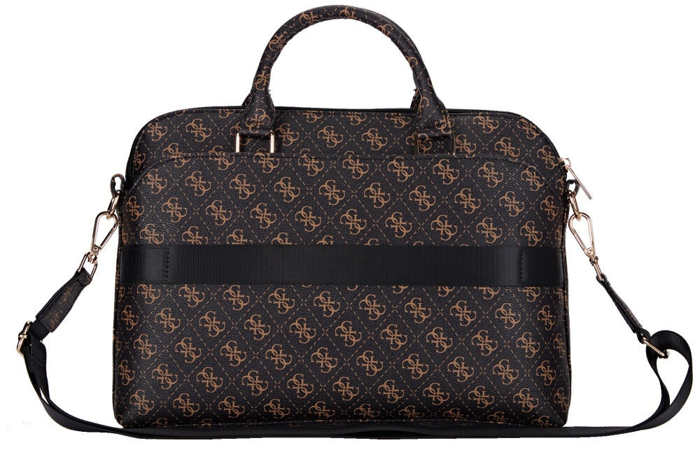 Torba GUESS New 4G Zipper Pocket Triangle Logo 15 kieszeń kieszenie zamek urządzenia dokumenty ochrona przechowywanie tył torby wzory rączki pasek białe tło główna kieszeń na solidny zamek błyskawiczny chroni dokumenty urządzenia elektroniczne inne niezbędne akcesoria bezpieczne komfortowe przechowywanie dla laptopów do 15 cali 