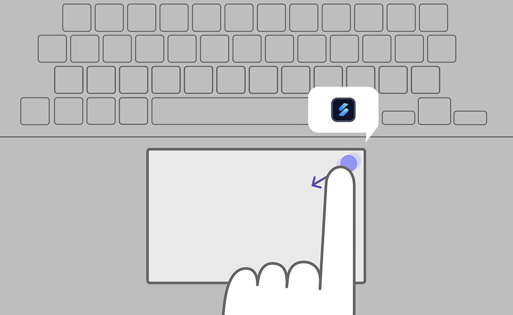 Palec naciska przycisk na klawiaturze z wbudowanym touchpadem - Uruchamianie Centrum sterowania Asus ScreenXpert