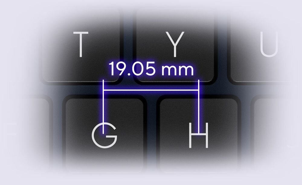 Klawiatura o pełnowymiarowym rozstawie klawiszy 19,05 mm - Pełnowymiarowy rozstaw klawiszy
