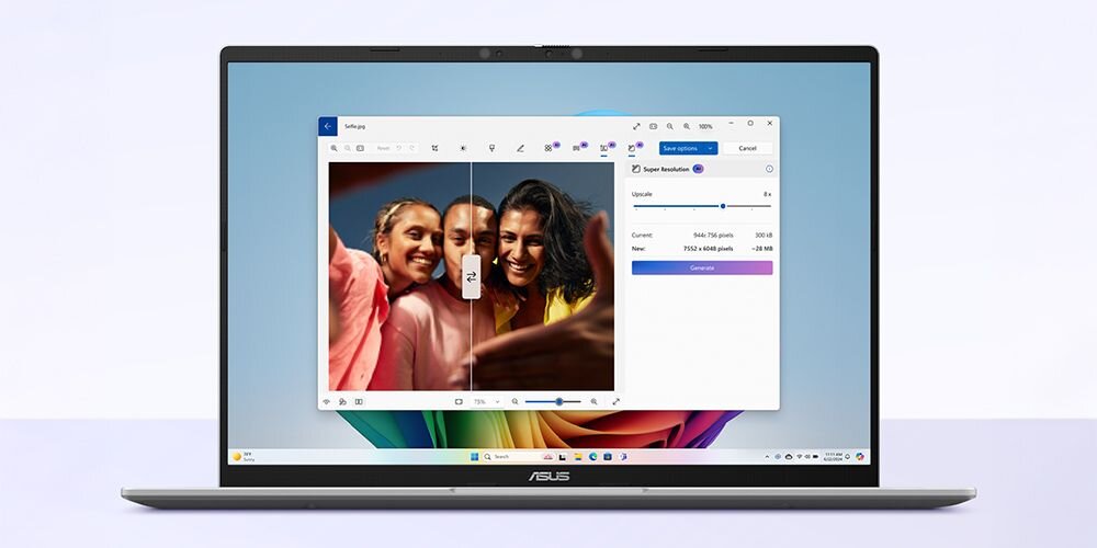 Laptop ASUS Vivobook 16 z funkcją zwiększania jakości zdjęć - Zwiększenie jakości zdjęć o niskiej rozdzielczości