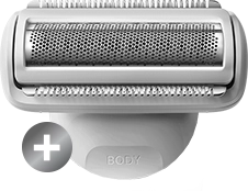 Głowica goląca z siateczką do pielęgnacji ciała z oznaczeniem Body.