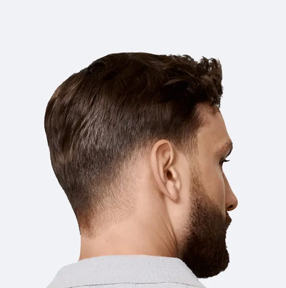 Glowa mezczyzny z efektem po strzyżeniu zaznaczając kontury i krawędzie.