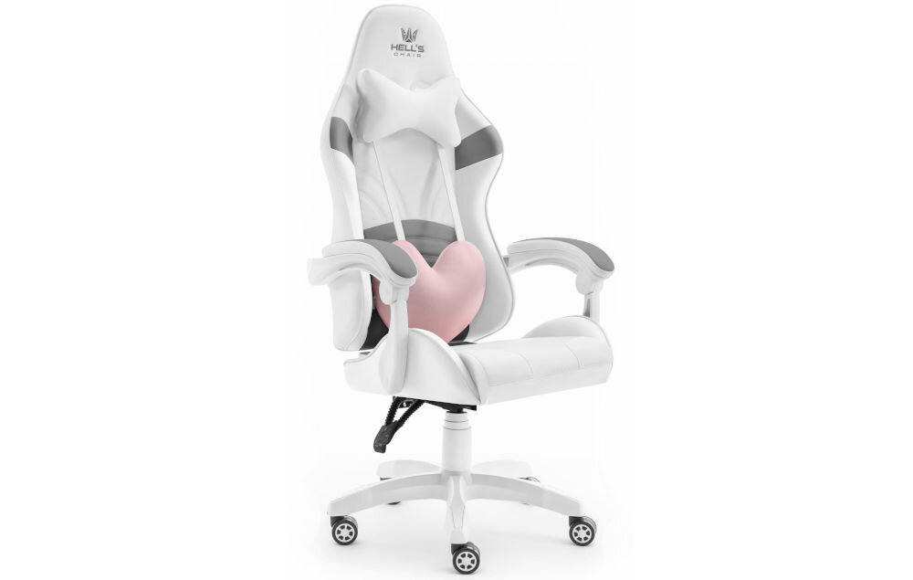 Fotel HELL'S CHAIR Rainbow 2.0 Indyvidual Biało-Szary prezentacja fotela od przodu pod kątem na jasnym tle wyróżniający się design komfort elegancka forma