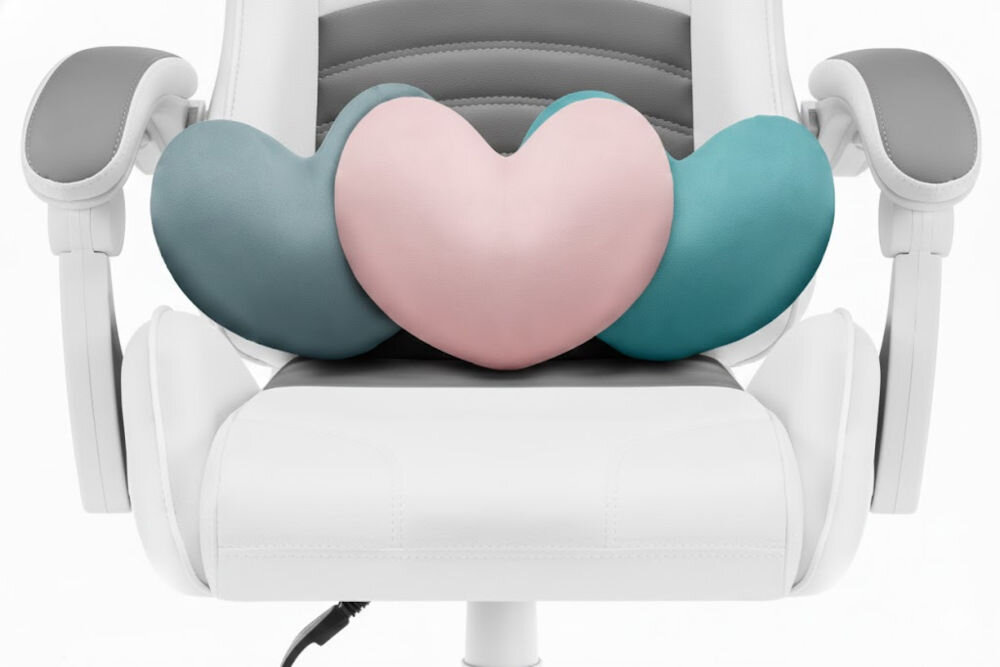 Fotel HELL'S CHAIR Rainbow 2.0 Indyvidual Biało-Szary zbliżenie na siedzisko i poduszki fotela jasne tło dbałość o elementy trwała i praktyczna ekoskóra HDPL profilowana poduszka pod lędźwie tapicerowane podłokietniki