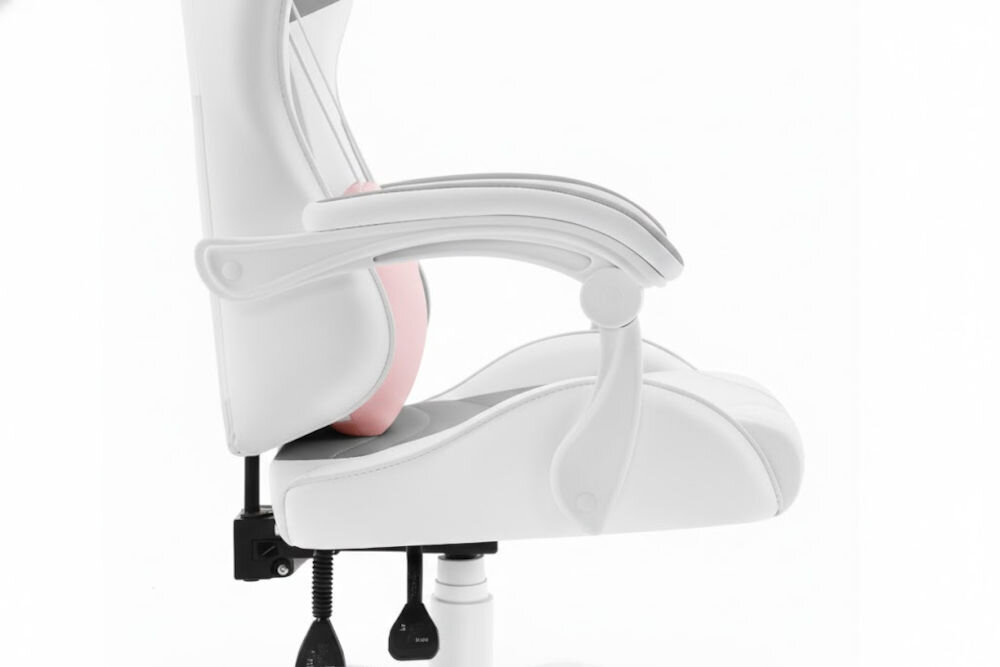 Fotel HELL'S CHAIR Rainbow 2.0 Indyvidual Biało-Szary zbliżenie na podłokietniki jasne tło miękkie wypełnienie solidne podparcie spójna stylistyka komfort przedramion