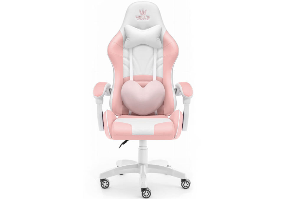 Fotel HELL'S CHAIR Rainbow 2.0 Różowo-Biały prezentacja fotela od przodu na jasnym tle do 120 kg bezpieczne stabilne użytkowanie trwałość wygoda