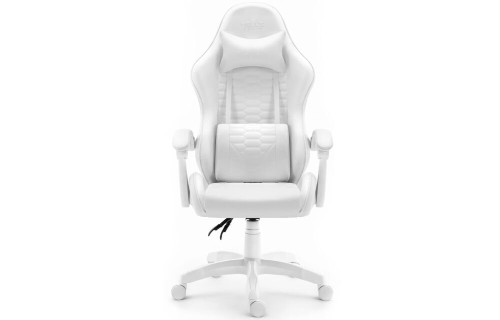 Fotel HELL'S CHAIR HC-1000 Ekoskóra Biały prezentacja fotela od przodu na jasnym tle solidna konstrukcja wypełnienie z termo-elastycznej pianki Free Air zimnej pianki CF sprzyja utrzymaniu prawidłowej postawy