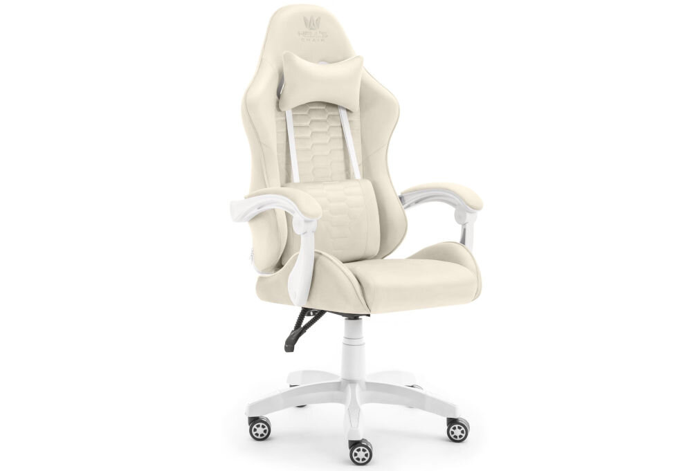 Fotel HELL'S CHAIR HC-1000 Beżowy prezentacja fotela od przodu pod kątem na jasnym tle dopracowany design komfort elegancka forma