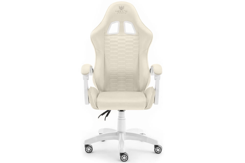 Fotel HELL'S CHAIR HC-1000 Beżowy prezentacja fotela od przodu na białym tle wymiary stabilność
