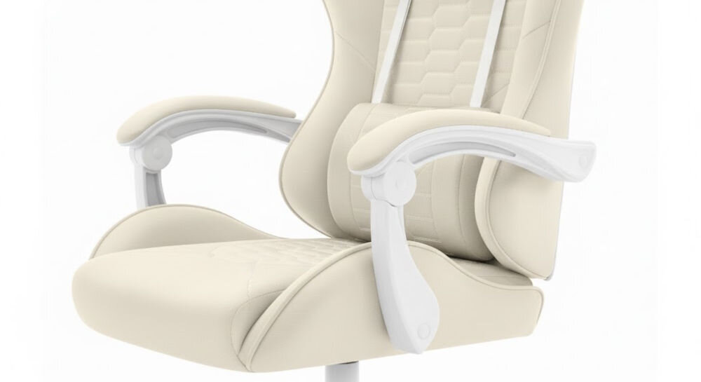 Fotel HELL'S CHAIR HC-1000 Beżowy zbliżenie na podłokietniki jasne tło miękkie wypełnienie solidne podparcie spójna stylistyka komfort przedramion