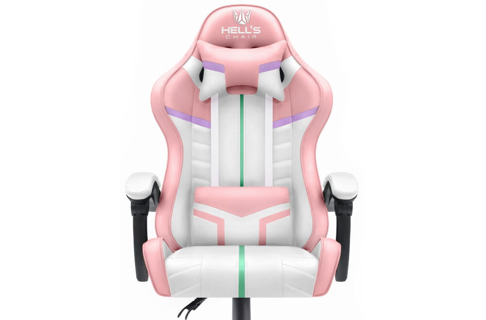 Fotel HELL'S CHAIR HC-1004 Różowy prezentacja fotela od przodu na białym tle wymiary stabilność