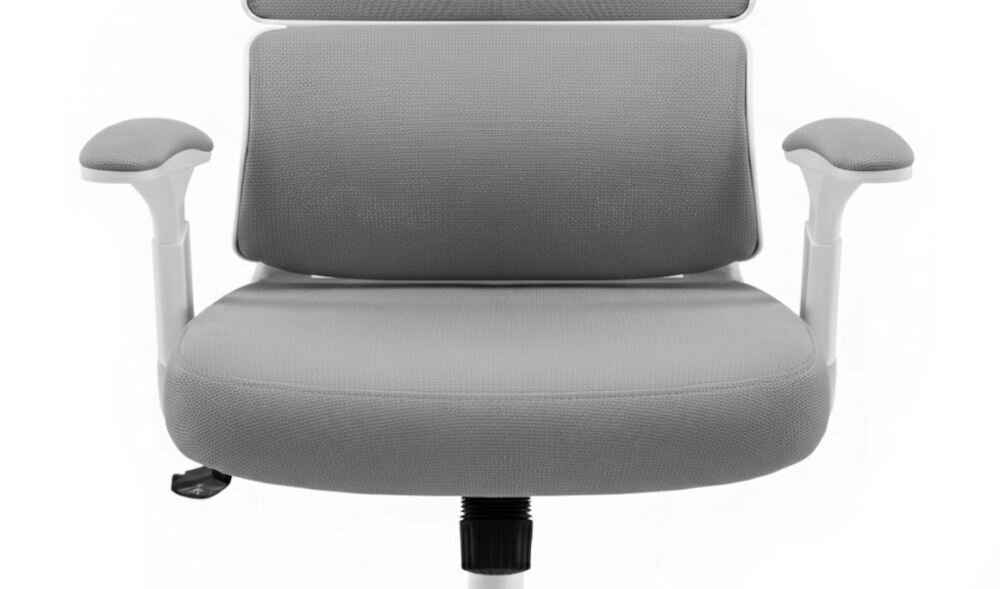 Fotel biurowy HELL'S CHAIR HC-1011 Szary zbliżenie na siedzisko fotela jasne tło dbałość o elementy trwała i praktyczna tkanina