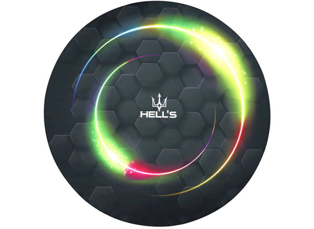 Mata pod fotel HELL'S CHAIR Rainbow Czarny (kolorowe elementy) prezentacja maty na białym tle poliester do zastosowań gamingowych codzienne użytkowanie