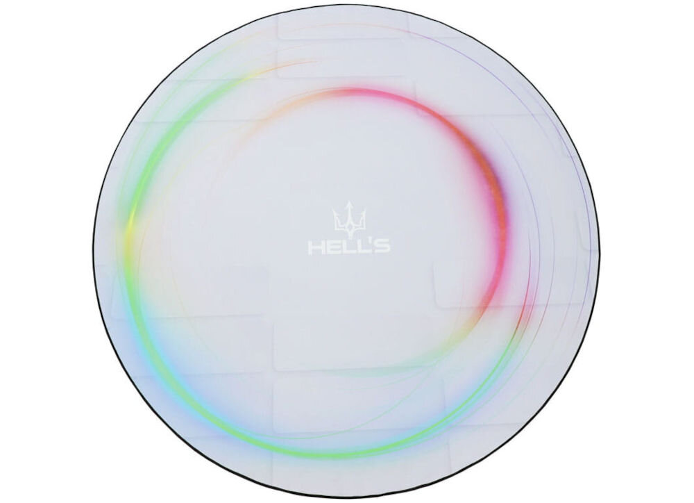 Mata pod fotel gamingowy HELL'S CHAIR 120 cm Biały prezentacja maty na białym tle poliester do zastosowań gamingowych codzienne użytkowanie