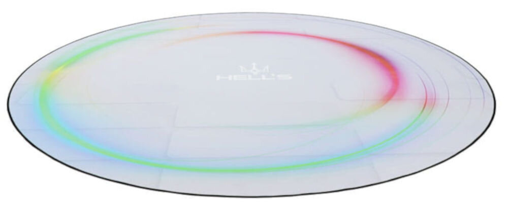 Mata pod fotel gamingowy HELL'S CHAIR 120 cm Biały prezentacja maty na białym tle w perspektywie okrągła mata średnica 120 cm swobodne manewrowanie